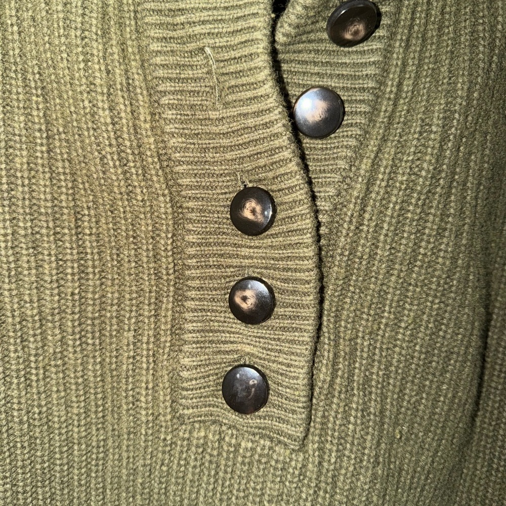 Sezane Lucas Sweater Ribbed Khaki Cotton Wool Sz S - Picture 7 of 11